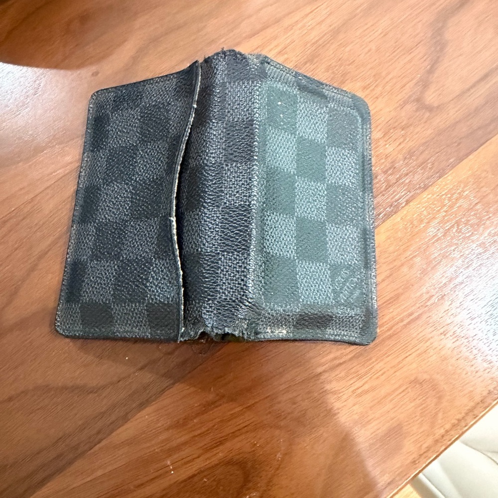 Checkered Compact Wallet in Black and Gray